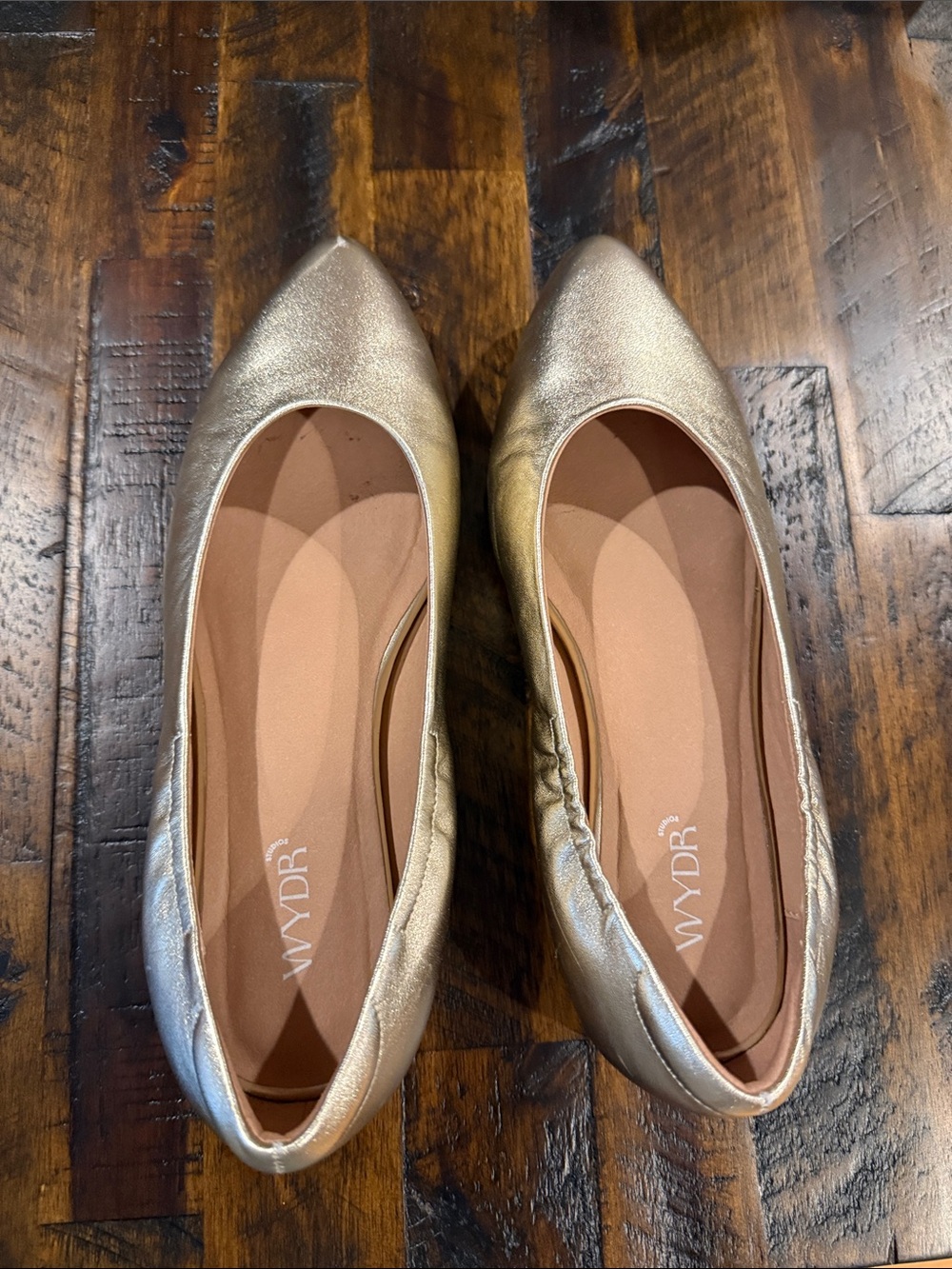 Metallic Gold Pointed Ballet Flats
